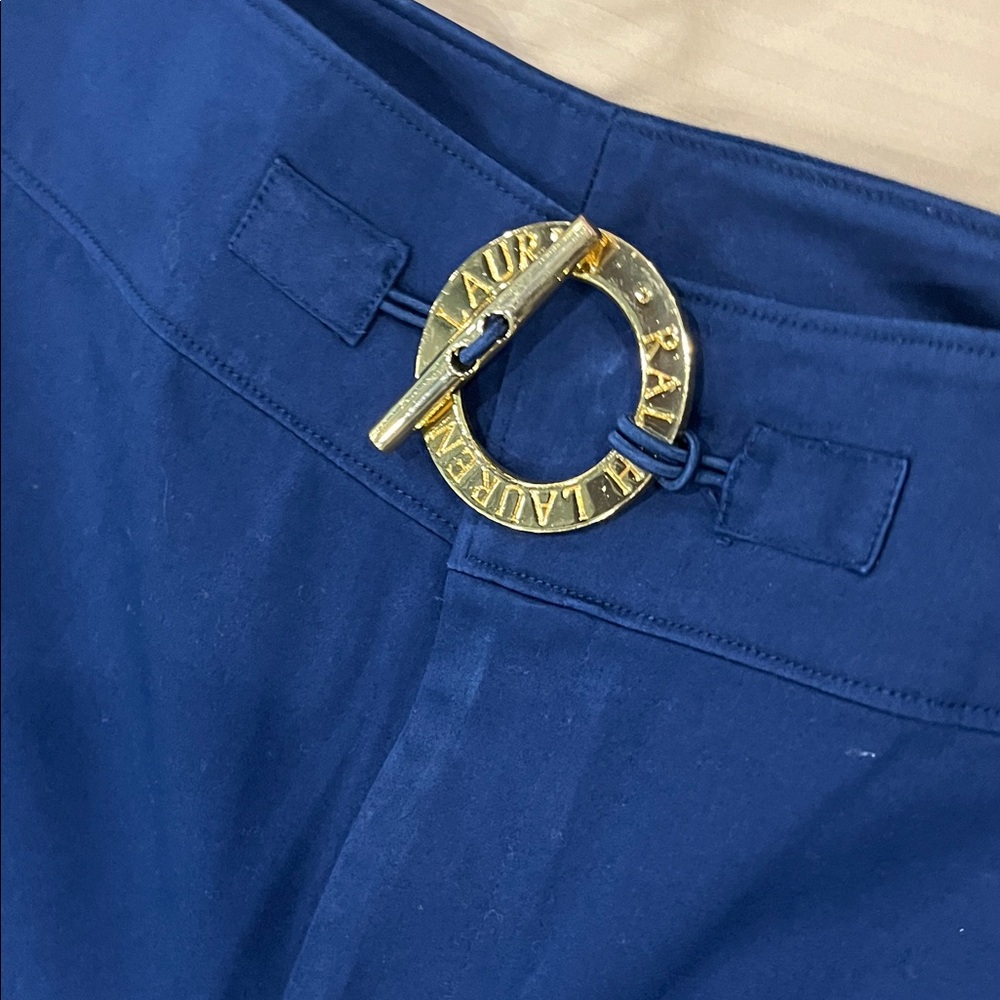 Ralph Lauren pants Dark Blue‎ Dress women’s size 12 gold accent waist - Picture 6 of 12